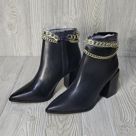 Steve Madden Perlina Black Leather Chain Ankle Boots NWT NIB, Size 9 - Picture 10 of 15